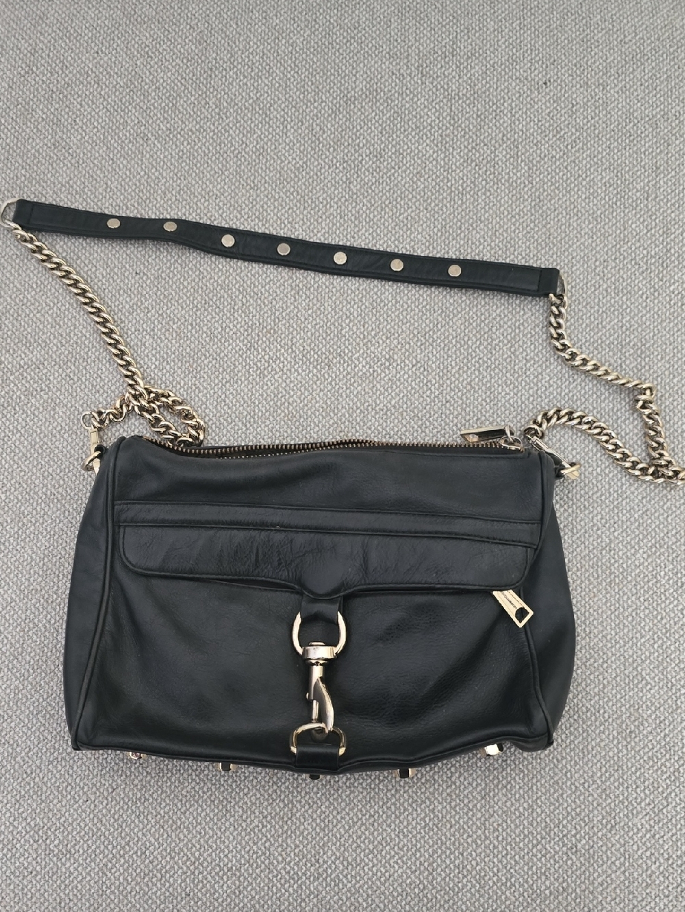 Rebecca Minkoff Black Leather Crossbody with Gold Hardware